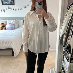 Zara oversized button up shirt (white) - size S